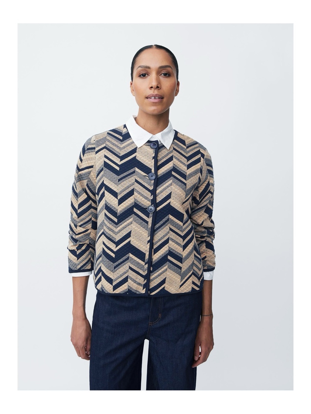 Masai Copenhagen Juanta Quilted Jersey Jacket in Travertine Size M